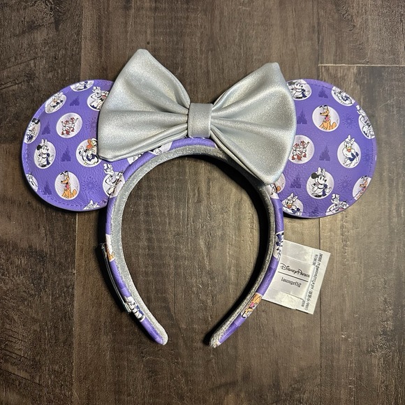Disney100 Loungefly Adult Mickey Mouse & Friends Ear Headband Platinum Purple - Picture 1 of 3